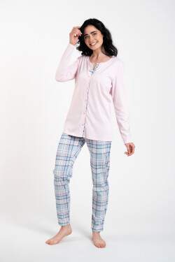 Dámské pyžamo Emilly, dlouhý rukáv, dlouhé kalhoty růžová/potisk