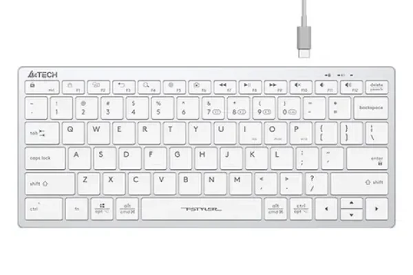 A4tech FBX51C bílá / Bezdrátová nízkoprofilová klávesnice / CZ layout / Bluetooth / 2.4GHz USB-A Nano přijímač (FBX51C-WH)