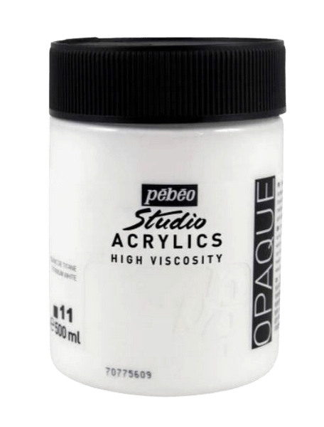 Akrylová barva Pébéo Studio Acrylic 500 ml - běloba titanová 11