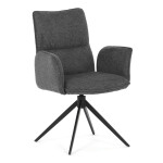 Židle jídelní, šedá látka, 360° vratný mechanismus, černý kov