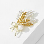 Luxusní brož s perlou a zirkony Christiana, Zlatá