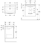 GEBERIT - Selnova Square Umyvadlová skříňka 64x59x48 cm, s umyvadlem, 1 dvířka, ořech hickory 501.254.00.1