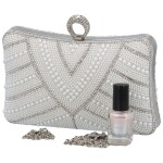 Luxusní psaníčko s kamínky a perličkami Deneris, stříbrná