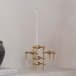 Stoff Nagel Designový svícen STOFF Nagel Brushed Brass – set 3 ks, zlatá barva, kov