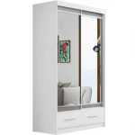 Šatní skříň Se Zrcadlem Margo 120cm Dub Bílý Mat/Šedá
