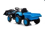 Mamido Dětský elektrický traktor s radlicí a přívěsem modrý