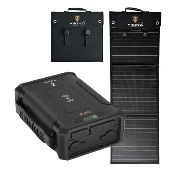 Viking VIDAR III + L60 PD černá / Set powerbanka a solární panel / 96000 mAh / bezdrátové nabíjení (VIDARIIIL60PD)