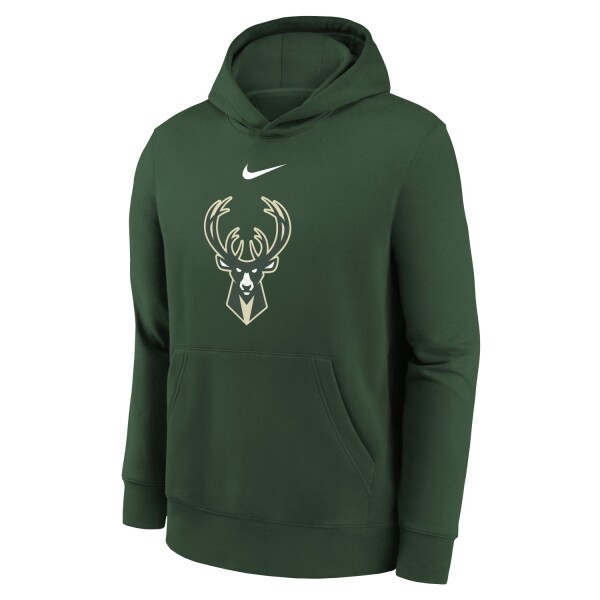Nike Dětská mikina Milwaukee Bucks NBA Logo Club Hoodie Zelená (YOUTH)