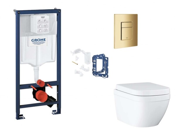 GROHE - Rapid SL Set předstěnové instalace, klozetu, sedátka SoftClose, tlačítka Skate Cosmopolitan a sady pro vhazování tablet, Triple Vortex, Cool Sunrise SANI11BB4157
