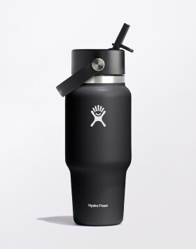 Hydro Flask Wide Mouth Travel Bottle with Flex Straw Cap 24 oz (710 ml) Black
