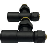 CERANO - Připojovací sada radiátorových ventilů - ruční - rohová - 1/2"/PEX 16x2 mm - černá matná CER-478120
