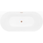 MEXEN/S - Oval Slim volně stojící vana nástěnná 170 x 80, bílá/šedá, sifon a přepad měď kartáčovaná 52661708062-65