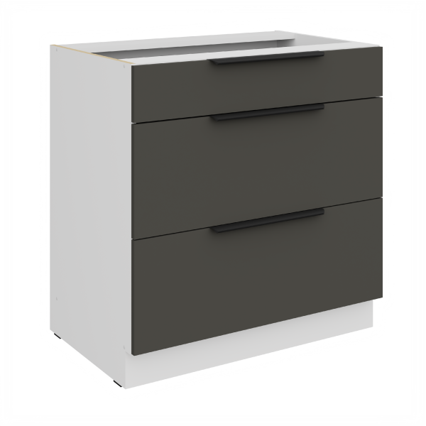 Spodní skříňka Aria 80 D 3S BB - Premium Box Barva korpusu: Bílá, Barva dvířek: GR - Graphite AFM