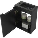 CERANO - Umyvadlová skříňka pro WC Sora - černá matná + umyvadlo z lit. mramoru - černá matná - 40x57,5x22 CER-999993