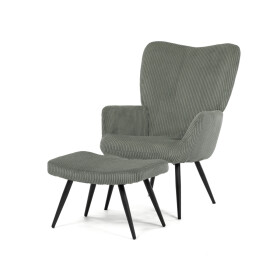 Relaxační křeslo, zelená, manšestrová látka, AK-L7285 GRN6