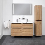 Mereo Mailo, koupelnová skříňka s keramickým umyvadlem 121 cm, dub Riviera, černé madlo CN523B
