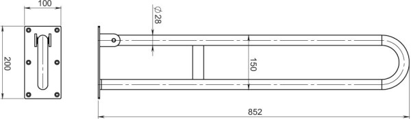 NOVASERVIS - Úchyt dvojitý sklopný 852mm kartáčovaná nerez R66813,4