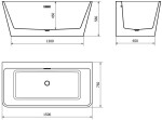MEXEN/S - Volta vana volně stojící rohová 150 x 75, bílá/černá, sifon a přepad bílá 51131507575-20