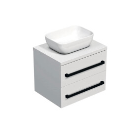 Koupelnová skříňka s černou úchytkou a krycí deskou SAT Cube Way 60x47,5x46 cm bílá lesk CUBE46C1603BI45 CUBE46C1603BI45