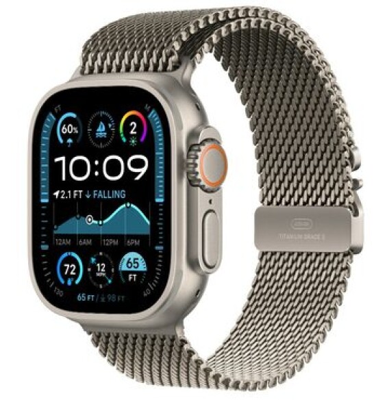 Apple Watch Ultra 2 (2024) GPS+Cellular 49mm Přírodní titanové tělo - Přírodní titanový milánský tah (S) / 130-160 mm (MX4M3)