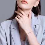 Emporial luxusní stříbrný nastavitelný náramek Třpytivá čirá elegance-W