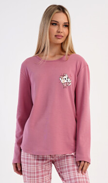 Dámské pyžamo dlouhé Vienetta Secret Kotě se šálou