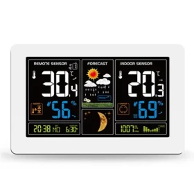 Solight TE81W bílá / meteostanice / extra velký barevný LCD / teplota / vlhkost / tlak / RCC / USB nabíjení (Te81w)