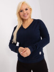 Tmavě modrá halenka plus size s dlouhým rukávem