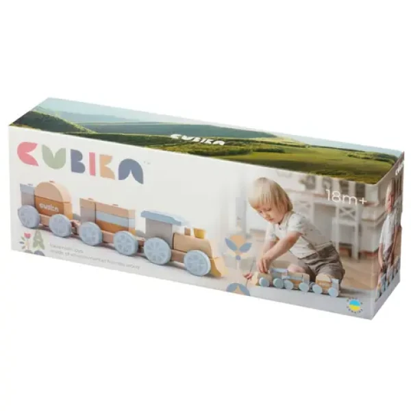 CUBIKA Pastel 15900 Duhový vláček s dvěma vagony - dřevěná skládačka