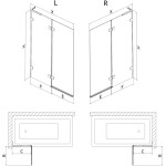 MEXEN/S - Lunar L vanová zástěna 2-křídlová pravá 80 x 150, transparent, zlatá kartáčovaná 897L-080-100-55-00-P