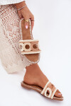 Háčkované dámské sandály na plochém podpatku béžové Nirina 36