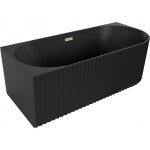 MEXEN/S - Gia volně stojící rohová vana reliéf levá 150 x 75, černá mat, sifon a přepad nikl kartáčovaný 52701507571L-97