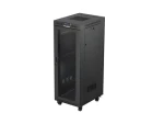 Lanberg Rack 32U černá / Stojanový rozvaděč / 19" / 600x800 mm / Flat pack / Perforované dveře / LCD (FF01-6832-23BL)
