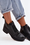 Kožené dámské kotníkové boty na klínu s ozdobou D a JC52-869 Černé 37