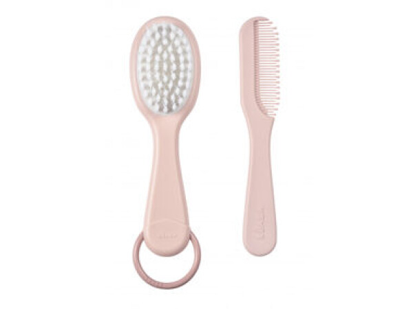 Beaba Baby Brush and Comb Old Pink dětský hřeben a kartáč na vlásky od 0 měs