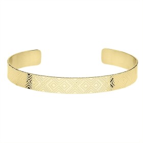 Pevný bangles náramek Mabel Gold - ocel, aztécký geometrický vzor, Zlatá