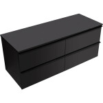 CERANO - Koupelnová skříňka Velora - černá matná, úchytka černá + deska pod umyvadlo Navira Slim - 18 mm - 120x54,8x46,5 CER-664759