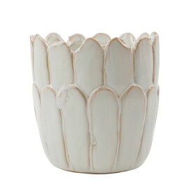 House Doctor Keramický obal na květináč Ezra Off White, krémová barva, keramika