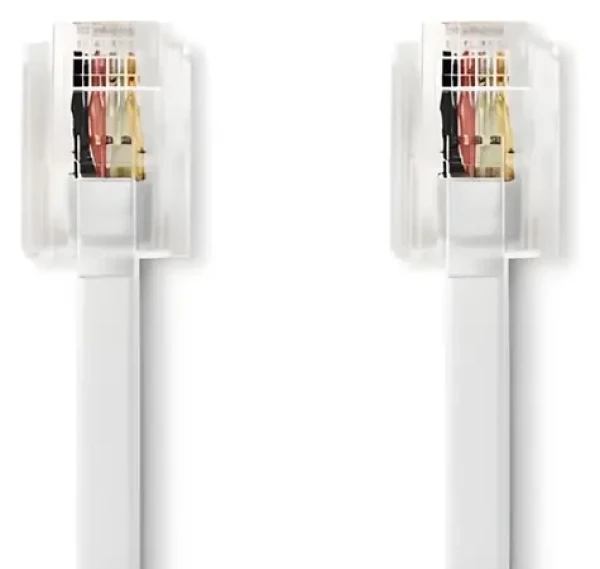 Nedis telefonní kabel bílo-transparentní / Telefonní kabel / RJ11 - RJ11 / Plochý / 5 m (TCGB90200WT50)