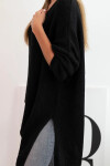 Svetr dámský vlněný asymetrický Plus Size s výstřihem do V černý UNI