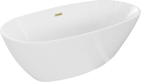 MEXEN/S - Eris volně stojící vana 170 x 80, bílá, sifon a přepad kartáčované zlato 53441708000-55