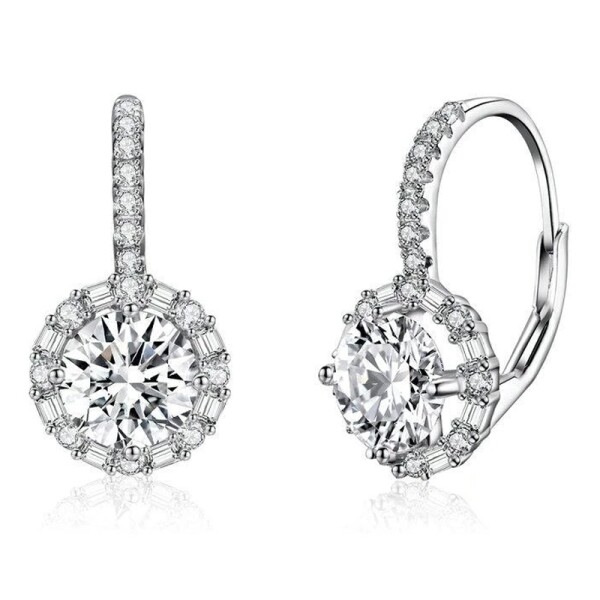 Stříbrné náušnice Sofia 1 ct MOISSANITE + CERTIFIKÁT, Stříbrná certifikát GRA, hadřík na čištění stříbra, dárková krabička
