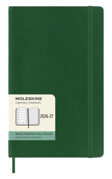 18měsíční diář Moleskine 2026-27 - měkké desky, L, týdenní, tmavě zelený