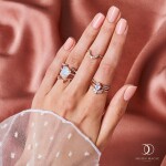 Royal Fashion prsten 14k zlato Vermeil GU-DR8705R-ROSEGOLD-MOONSTONE Velikost: 7 (EU: 54-56)
