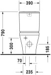 DURAVIT - DuraStyle Splachovací nádrž 39x17 cm, připojení dole vlevo, s WonderGliss, bílá 09351000851