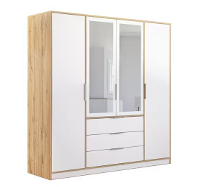 Šatní skříň Lati D4 Barva korpusu: Dub wotan, Rozměry: 196 cm, Dveře: Bílá