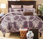 Fialové ložní povlečení s ornamenty 2ks 70x80 cm (standard zdarma) Šířka: 160 cm | Délka: 200 cm, 1ks plachta zdarma 180 x 230cm