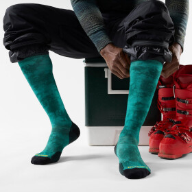 SMARTWOOL Ski Zero Cushion Shale Print OTC Socks, Dusty Teal (vzorek) velikost: L