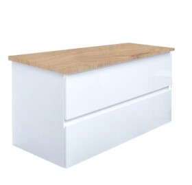 Koupelnová skříňka s krycí deskou SAT B-Way 99x50x45 cm bílá lesk BWAY2100WDOAK BWAY2100WDOAK