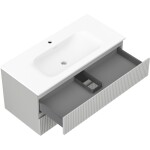 MEXEN/S - Rivel koupelnová skříňka 100 cm s umyvadlem Vela, 2 zásuvky, reliéf , šedá mat/bílá mat 91A20-10047-2-BFF62-W23M01